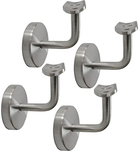 4 x Handlaufhalter Handlaufträger Edelstahl V4A 90° Wandmontage Ø 42,4 mm | Für Wandmontage, salzwasserfest, für Rohr Ø 42,4 mm, Abdeckrosette.