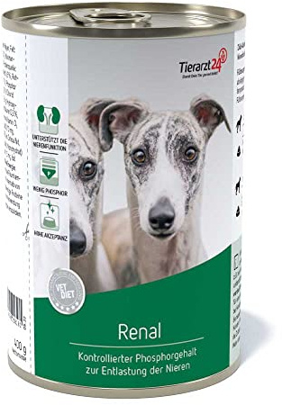 Tierarzt24 Vet Diet Renal Nassfutter für Hunde 6 x 400g | Diät-Alleinfuttermittel für ausgewachsene Hunde zur Unterstützung der Nierenfunktion bei chronischer Niereninsuffizienz.