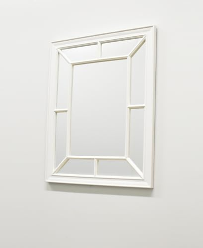DEENZ Large Rectangle Antique Window Wall Mirror Stylish Decor Durable Frame Window Style Six Colors 60X76Cm (Color:White)