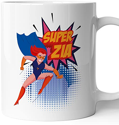 AL PRODUCTION Tazza Super Zia - Super Famiglia -Idee Regali Divertenti e Originali -Tazze di caffè eTè
