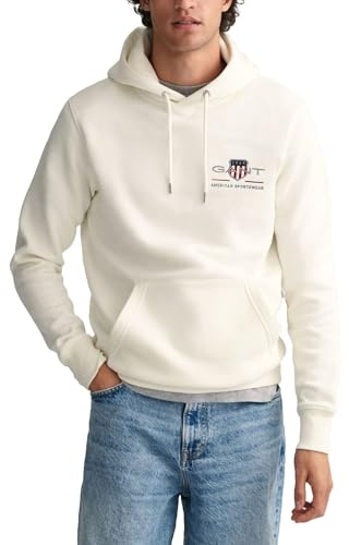 GANT Herren Hoodie - REGULAR MEDIUM ARCHIVE SHIELD, Kapuzen-Sweatshirt, Cotton-Mix Ecru 5XL
