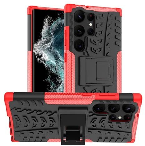 Oudoor Hülle Kompatibel mit Samsung Galaxy S23 Ultra | Case Panzer Hülle Cover Schutzhülle Etui Bumper | Rot