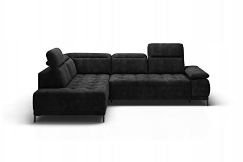 DomiMeble Ecksofa Focus L mit elektrisch verschiebbarem Sitz - schön und bequem, die Möglichkeit, die Position der Kopfstützen zu ändern (Salvador 16 Linke Seite)