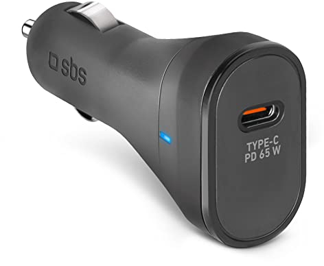 SBS Caricatore iPhone, Samsung, Oppo, Xiaomi, caricabatterie auto Power Delivery da 65W per cellulari, caricatore USB-C piccolo e leggero, smartphone carichi in 20 minuti, tablet in 45 minuti
