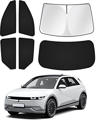 Canvcle Windshield Sun Shade for Hyundai Ioniq 5 2022-2023 2024 Ioniq 5 Accessories Sunshade Side Rear Window Shade Cover Sun Visor Shield Privacy Protection Keep Vehicle Cool Black 6PCS