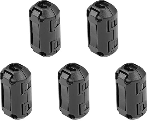 Rebower Clip per cavo con filtro antirumore RFI EMI per cavo USB, cavo di alimentazione, 7 mm, nero, 5 pezzi