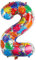 Ponmoo Foil Globo Número 2 Multicolor 40 (101cm), Inflable Helio o aire, Gigante Numeros 0-9, 10-19, 20-29, 30-100, Grande Globos Decoración para La Boda Aniversario y Cumpleaños Fiestas