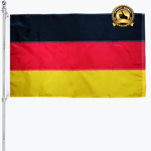Deutschland-Flagge, 90 x 152 cm, mit genähten Streifen, strapazierfähig, deutsche Nationalflaggen, 90 x 152 cm, Polyester-Material mit 2 Metallösen