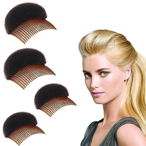 QIUMING 4 pcs Volumen Bump Insert Haar Clip unsichtbare falsche Haarspange Haar Pad Zubehör für Frauen Schaumstoff Haarklammer Puffhaarkopfkisse Flauschige Haarpolster für Frauen und Mädchen (A)