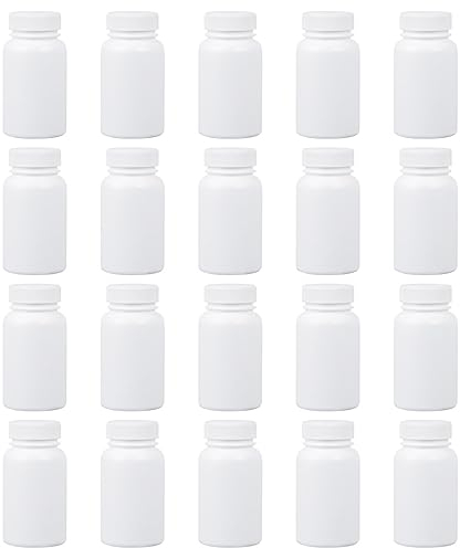 Lurrose 20 Stück Pillenflasche Plastik Leere Plastikflaschen zum Befüllen Pillendose Kunststoffflaschen Tablettendose Kunststoff Weithalsflasche Pillenbox Pröbchen Fläschchen Kosmetikflaschen