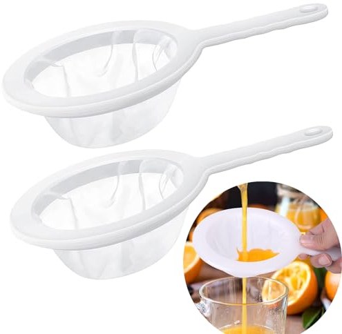 Setaccio fine in nylon, 2 pezzi, 200/400, in rete, in plastica, con manico, colino per capelli, cucina, plastica, colino per la casa, per succo, latte, latte di soia e caffè