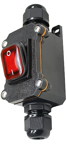 IP67 Wasserdichter inline schalter kabelschalter,Mit LED-Rotlichttaste,Außenschalter, wasserdicht,für elektrische Hochleistungsgeräte, elektrische Außengeräte, Elektrowerkzeuge usw. (AC 220V)