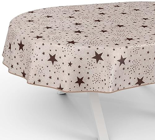 Tischdecke aus Stoff Textil abwaschbar Tischwäsche Tischtuch Baumwolle Polyester Stars Oval 240x140cm In-/Outdoor Tischdecke