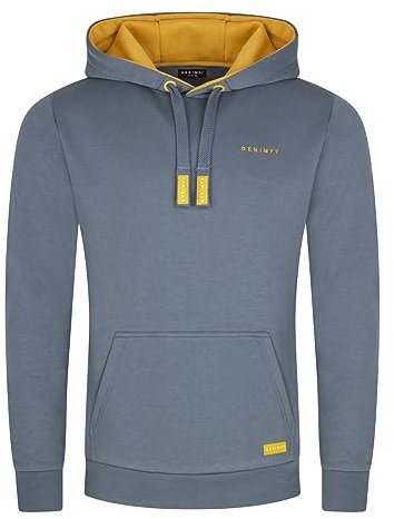 DENIMFY Hoodie Herren Regular Fit DFBenno Kapuzenpullover Pullover Blau L, Größe:L, Farben:Turbid Blue (59423)