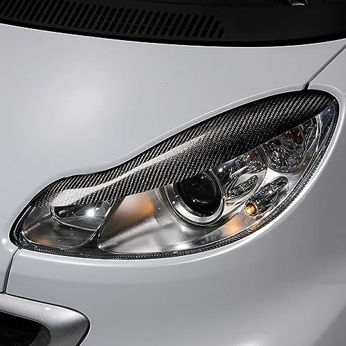 HABURN 2stk Auto Scheinwerfer-Augenbraue, Kohlefaser Scheinwerfer-Augenbraue, VerschleißFest Scheinwerfer-Augenlid Ersatz, Dekoration Aufkleber, AußEn ZubehöR, FüR Smart Fortwo 451 2009–2014