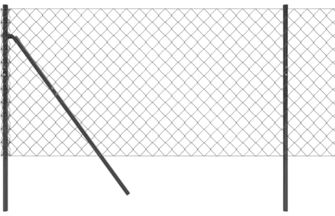 Tidyard Maschendrahtzaun Drahtgeflecht Set Komplettset Zaun Gartenzaunset Zaunset Drahtzaun Maschendraht Gitterzaun Wildzaun Zaun 1,1 x 25 m (H x L) Verzinkter Stahl mit PVC-Beschichtung Anthrazit