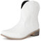 Aro Lora Stivaletti da Cowboy Western Chunkyrayan Stivali e Stivaletti Donna Scarpe Alto Mollet, bianco, 37 EU