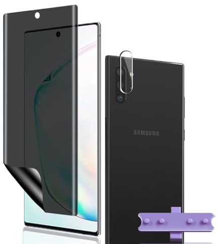 Phlleyaa Anti-Espion Protection Décran Pour Samsung Galaxy Note 10 Film Flexible TPU 1 Pcs + Caméra Arrière Protecteur 1 Pcs,Facile à Installer sans Bulles Pour Galaxy Note 10 Verre Trempé
