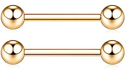 hengkaixuan G23 Titanium Nipple Barbell 16 Gauge Nipple Jewellery Gold Nipple Rings Straight Bar Body Jewellery Nipple Barbell Eyebrow Internally Threaded Tongue Piercing Nipple Bars 18mm
