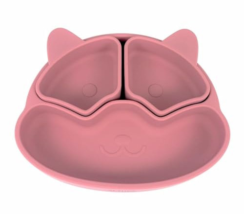 Althea Living - Plato para bebé silicona orgánica con divisiones y ventosa (Rosa profundo)