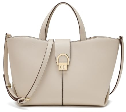 quipuda Handtasche Damen, Umhängetasche Damen, Leder Crossbody Bag，Großes Fassungsvermögen, Metallreißverschluss，Kommt mit abnehmbarem Schultergurt (Beige)