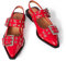 Lunhonk Slingback Flats Ballerinas Flats Buckle Ballet Flats for Women Wide Welt Squared Block Heel Dress Shoes, Red, 9 UK