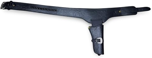 Holstergürtel Westernholster Schwarz Leder Lederholster Holster Patronenschlaufen (42 Inch (92-105cm))