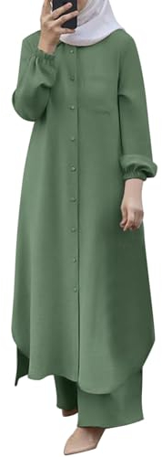 OUMSHBI Tesettür Abiye Muslimische Robe Damen Islamische Kleider Gebetskleidung für Frauen 2 Teiler Tesettür Elbiseleri Gebetskleid für Mädchen Ohne Kopftuch Islamische Burka Arabisch Robe