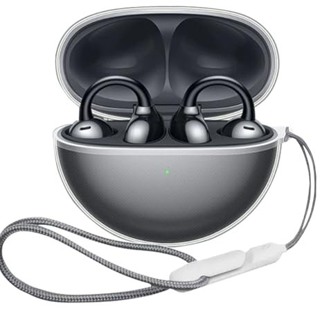 SEIAIYG Funda para Huawei FreeClip, Ultrafina, Suave, Shockproof, Funda Protectora de Silicona con Cordón para Huawei FreeClip (Transparente)
