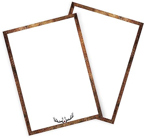 Logbuch-Verlag 50 Blätter Briefpapier rustikal braun weiß Hirsch Geweih DIN A4 Motivpapier Speisekarte Restaurant zum Bedrucken