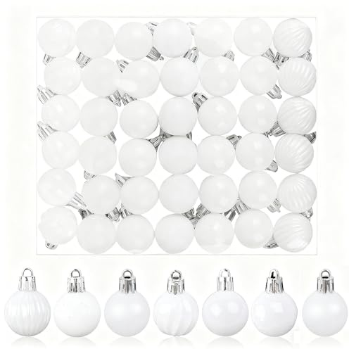 Aitsite 42 PCS Palline di Natale Bianco, 3cm Palle di Natale Decorazioni Albero di Natale Infrangibili, Set Palline Albero di Natale per L'albero di Natale Decorazione per La Casa