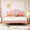 BNUZ Letto imbottito, 140 x 200 cm, letto matrimoniale, struttura del letto con testiera e rete a doghe, per adulti e ragazzi, in tessuto di velluto delicato sulla pelle (rosa)