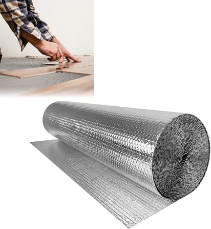 ROSEJANE Doppelschicht Aluminiumfolie Isolierfolie Dämmfolie Alu Heizkörper Reflexionsfolie Doppelfolie Alu-Luftpolsterfolie für Dach-, Boden- und Wandisolierung, 1x10m - 10㎡