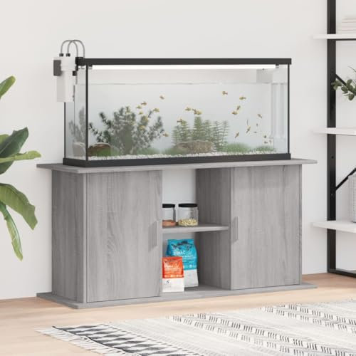 Rantry Aquariumständer Aquarien Schrank Aquarium Unterschrank, Aquarium Tisch mit Stabiler Oberplatte, Aquariumschrank für Sicheren Stand Grau Sonoma 121x41x58 cm Holzwerkstoff