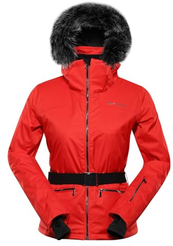 ALPINE PRO OLADA Damen Modische Skijacke mit Kapuze, Stretch Snowboard Jacke mit Pelz, Winterjacke mit Schneefang, Outdoorjacke, Wanderjacke, Jacke für die Berge, Wasserdichte und Atmungsaktive Jacke