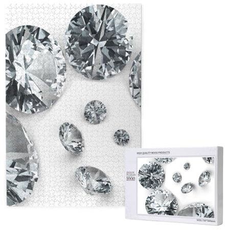 Gems Diamond Jewelry Jewels Luxury Printed, Jigsaw Puzzles 1000 Pieces Wooden Jigsaw Toy Family Game Wall Decor for Adults Teens