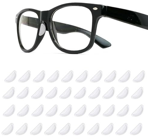20 Pairs Soft Silicone Glasses Nose Pads, Anti-Slip Nose Grips with Sticky Backing, Non Slip Glasses Grips for Ladies and Men Framed Eyeglasses and Sunglasses (Clear)