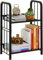 Leiterregal, Bücherregal mit 2 Ebenen, Freistehendes Regal, Büroregal, Standregal, Stabiler Metallrahmen, Lagerregal für Wohnzimmer, Schlafzimmer, Büro, Arbeitszimmer, Industrieller Stil, Schwarz