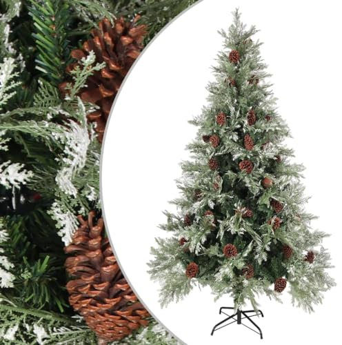 Myheimly Weihnachtsbaum mit Zapfen Künstlicher Christbaum Tannenbaum Dekobaum Kunstbaum Weihnachten Dekoration Weihnachtsdeko Grün PVC PE 195 x 105 cm