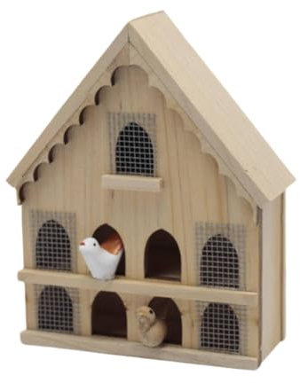 F Fityle 1/12 Puppenhaus Holz Vogelhaus Miniatur Vogelkäfig DIY Modell Geburtstagsgeschenk Fee Garten Modell Miniatur Landschaft