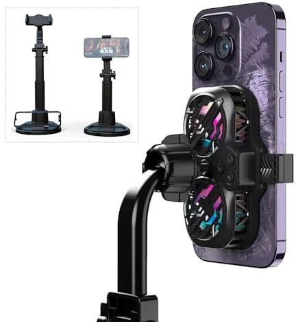 LiuBaiWuQuStars Cell Phone Cooler, Height Adjustable Phone Stand 7-10 inches .Dual-core Smart Phone Radiator, Prevent Games, Live Mobile Phone Fever.with a Cell Phone Stand.