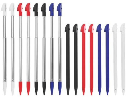 The Lord of the Tools 16pcs Metal Retractable Replacement Stylus Regular Pen Touch Pen Compatible with Nintendo 3DS XL Game Console Accessories (2 Combinations)