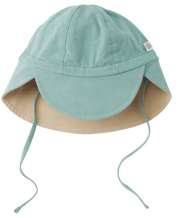 Cloby Sonnenhut Schirmmütze Mütze mit Nackenschutz wendbar UV-Schutz (UPF 50+) Kinder (Gr. 18-36 Monate) - Sea Blue/Sandy Beach