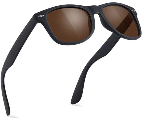 wearPro Polarised-Sunglasses-Mens-Womens-UV401-Protection Rectangular Sunglasses Retro Black Sun Glasses Unisex Classic Ultralight Shades For Cycling Driving Fishing(Black Frame with Tea Lenses