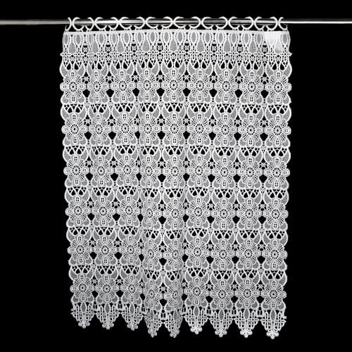 Molaxhome Spitze Scheibengardinen Kurzstores Jacquard Halbtransparent Küchengardinen Bistrogardine Fenstervorhang Küche Vorhänge Fensterschal mit gebogter Kante Valance 688 74x90