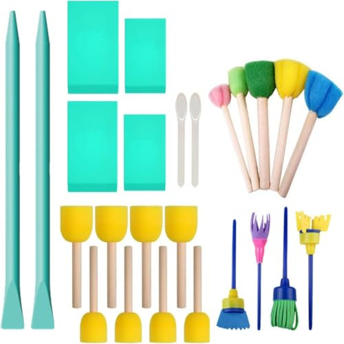 Yominerr 25-Teiliges Siebdruckset für Kreidepaste/Holzbrand/Bastelfarbe, Werkzeuge zum Übertragen Von Kreidefarbe, Schablonentinte