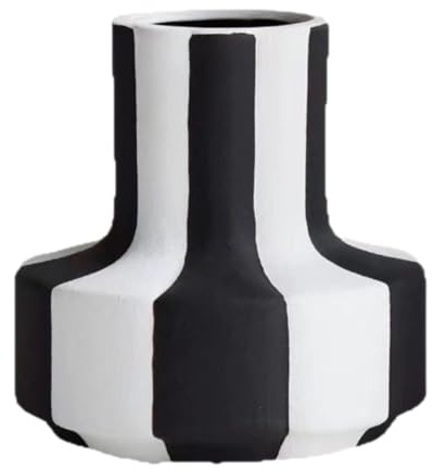 perfk Blumenvase Schwarz -Weiß gestreifte Vase Home Dekoration Blumenarrangement Vase Pflanzer für Tischküchen Schlafzimmer
