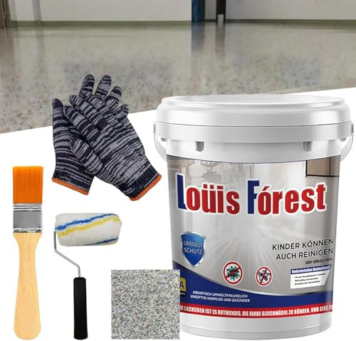 Louis Forest Peinture de sol époxy Resine Sol Exterieur, revêtement de sol époxy effet marbre brillant, imperméable et antidérapant, sûr et respectueux de l'environnement (multicolore)