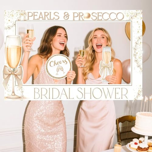 Pearls and Prosecco Bridal Shower Decorations Bridal Shower Photo Props | Pearl Photo Booth Props Frame for Bows Pearls Wedding Bachelorette Bride to Be Party Supplies