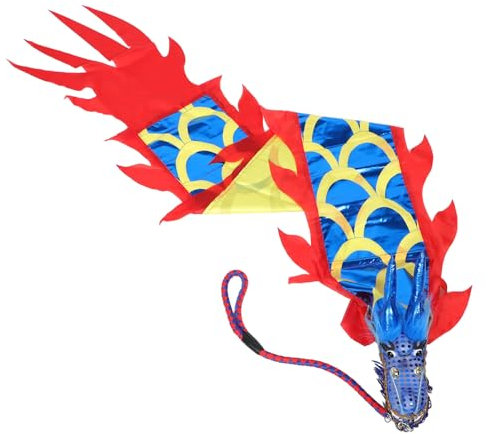 Sosoport Accessoires de Danse du Dragon déguisement Nouvel an Chinois Figurine Dragon queues de Dinosaures pour la fête des Enfants décor de Plafond du Nouvel an Chinois Chiffon Bleu